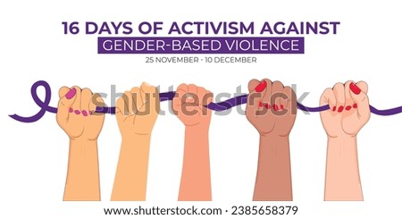 Concept 16 Days of Activism against gender-based violence is observed every year from November 25 to December 10 worldwide. Vector illustration design.