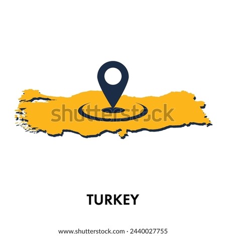 Turkey map with location PIN isolated on white background, Concept of explore, and travel vector illustration design