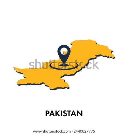 Pakistan map with location PIN isolated on white background, Concept of explore, and travel vector illustration design