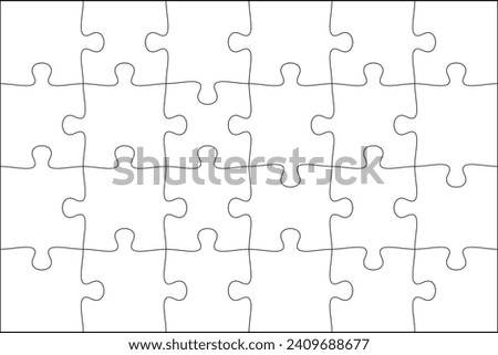 Puzzles grid. blank template. Jigsaw puzzle with 24 pieces. Mosaic background for thinking game is 3x2 size. Game with details. Vector illustration.