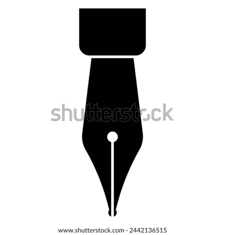 Fountain pen vector icon. Old fountain pen nibs pictogram. Retro fountain nib pen tip. Calligraphy Ink Pen. Black silhouette illustration.