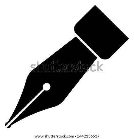 Fountain pen vector icon. Old fountain pen nibs pictogram. Retro fountain nib pen tip. Calligraphy Ink Pen. Black silhouette illustration.