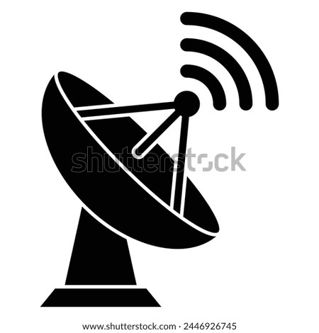 Radar satellite dish flat vector icon. Large satellite dish antenna receiver and transmitter for television, radio transmission for apps and websites.