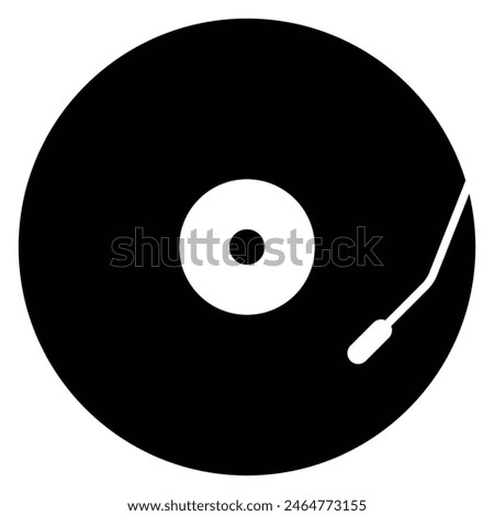 Classic Vinyl record vector icon. Music audio sign. Turntable icon. Black silhouette. Record for gramophone.