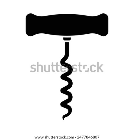 Basic corkscrew vector icon. Wine bottle opener black silhouette. Web site page and mobile app design. Wine shop house logo symbol