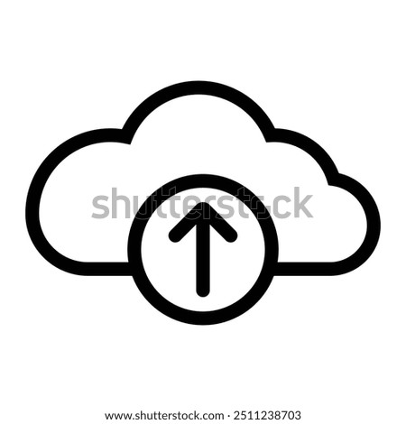 Upload vector icon. Cloud uploading symbol. Arrow up sign. Storage, sync, computing concept. Outline line pictogram for web, app.