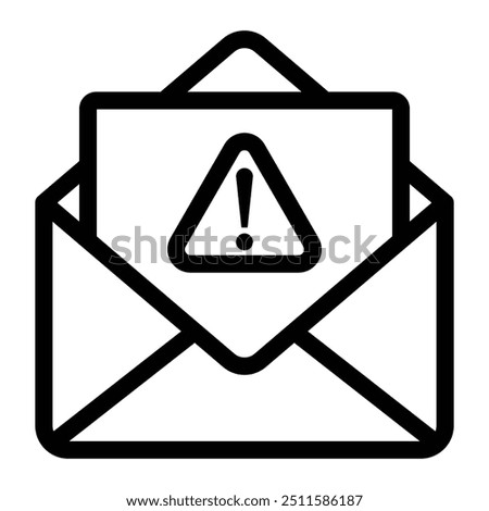 Mail with exclamation mark vector icon. Warning email notification. Envelope symbol. Spam message caution sign. Alert, error, alarm, danger.