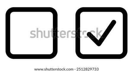 Checkbox with checked and unchecked mark. Blank and checked checkbox icon. Check and uncheck sign symbol. Vector illustration.