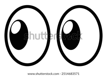 Eyes looking to one side. Sideways glance vector icon. Two eyes emoji. Cartoon eyes looking right, flip and they look left.