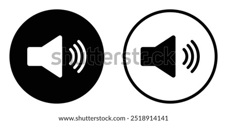 Audio speaker volume symbol in a circle vector icon set. For apps, mobile app, web, site, websites. Isolated on white background.