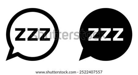 ZZZ speech bubble vector icon set. Sleep sign. Sleeping symbol. Dream, relax illustration. Night sleepy talk sound collection.