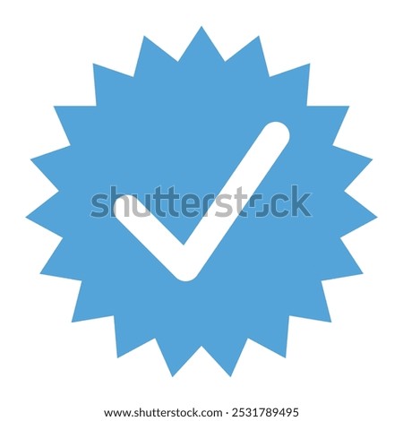 Blue tick. Check mark vector icon. Symbol of verification and certification on social media and network. Verified and certified official profile and account.