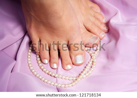 French pedicure for woman cosmetic