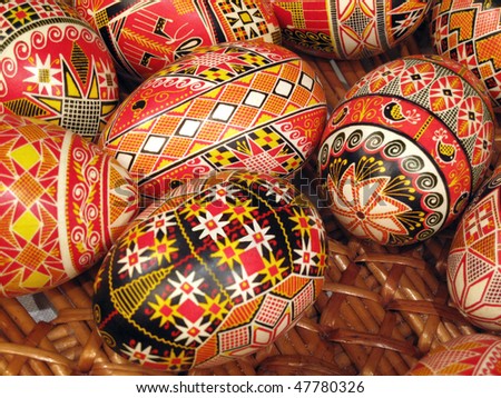 basket with drawn all over peaster eggs