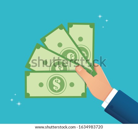 hand holding dollar bill vector illustration EPS10