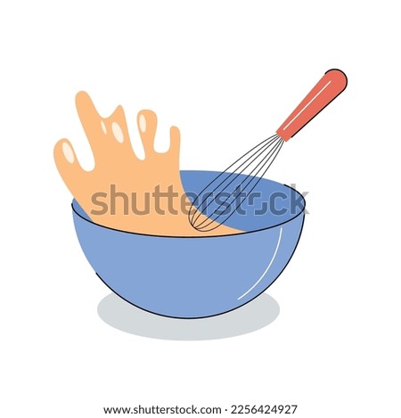 whisk mixing dough isolated vector illustration