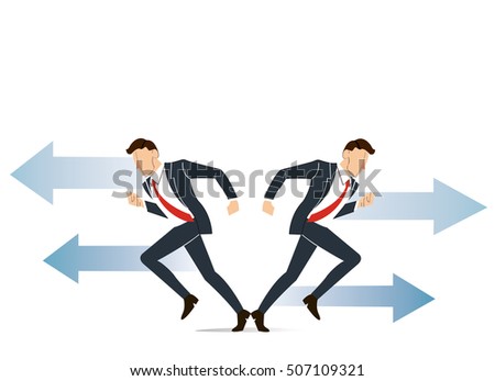 businessman has to make decision which way to go for his success vector illustration