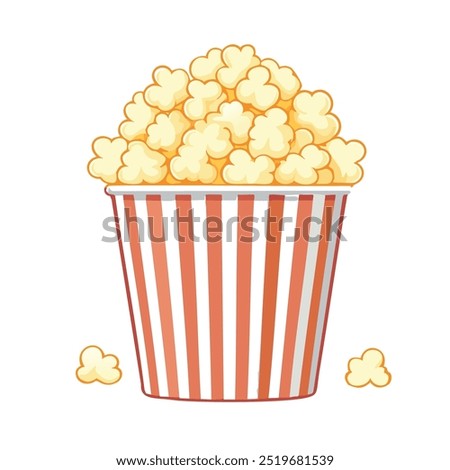 Classic Popcorn in Striped Cup Vector Illustration