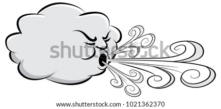 An image of a Windy Day Cloud Blowing Wind isolated on white.