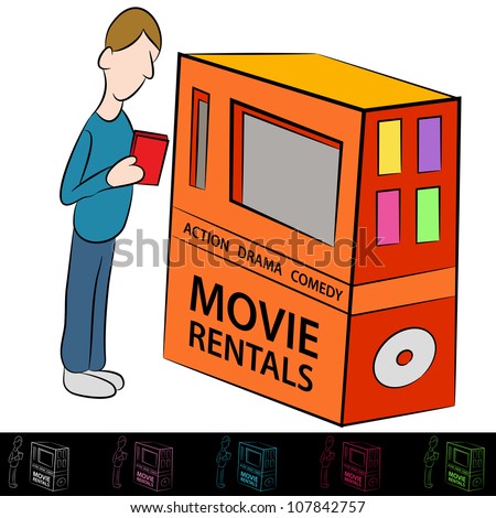 An image of a man using a movie rental machine.