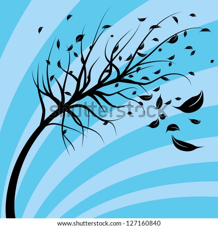 An Image Of A Tree Blowing In The Wind. Stock Vector ...