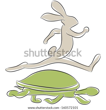 An Image Of A Tortoise And Hare Racing. Stock Vector Illustration ...