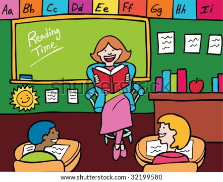 Reading Teacher Stock Vector Illustration 32199580 : Shutterstock