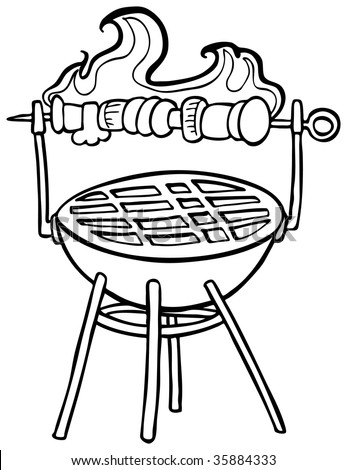 Skewer Barbecue Cartoon Line Art Stock Photo 35884333 : Shutterstock