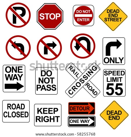 Road Sign Set Stock Vector Illustration 58255768 : Shutterstock