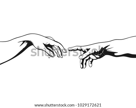 Adam and God hands. Vector illustration