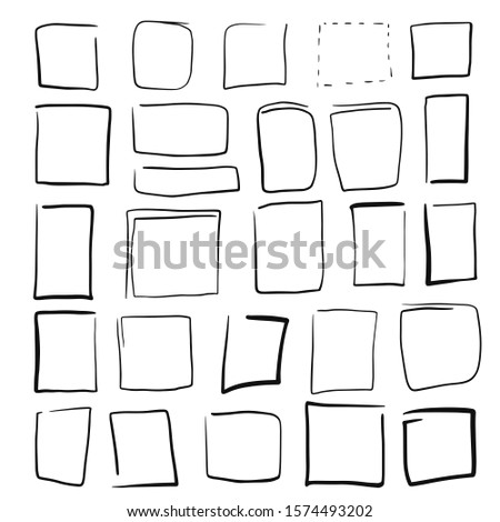 Set of line sketches of squares. Vector illustration