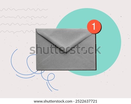 Paper envelope with a note indicating that the letter has been read. Modern collage vector illustration