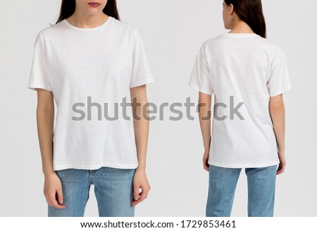White t-shirt. Template of a women's t-shirt of white color