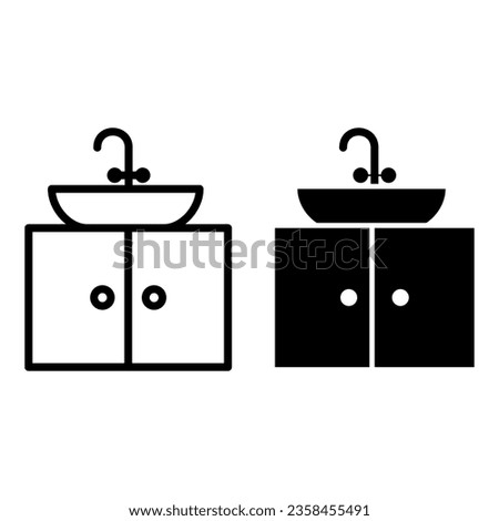 sink, washbasin, washbowl, washstand, washing stand  Icon Logo Design Vector Template Illustration