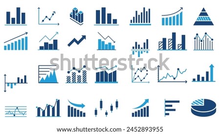 growth bar chart solid icon set vector design in trendy style