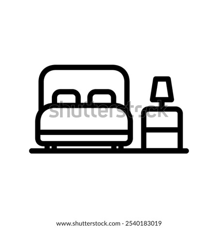 Hotel bed and nightlight icon line vector design in trendy style