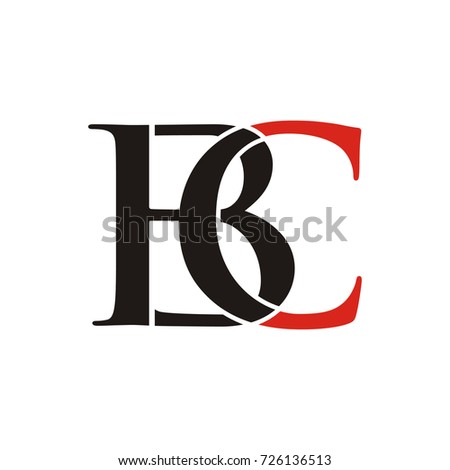 HBC or BC initial letter logo design template vector