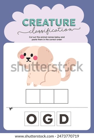 cut and paste animal learning alphabet english language worksheet printable for kids fun education
