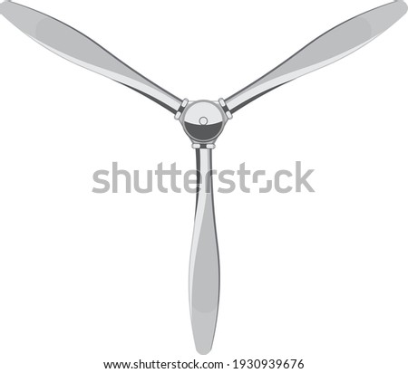 iron airplane propeller with 3 blades. Vector isolated on white background