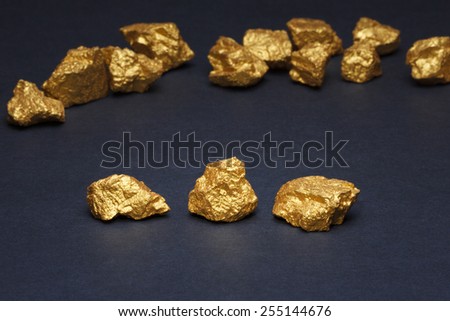 Closeup of big gold nuggets