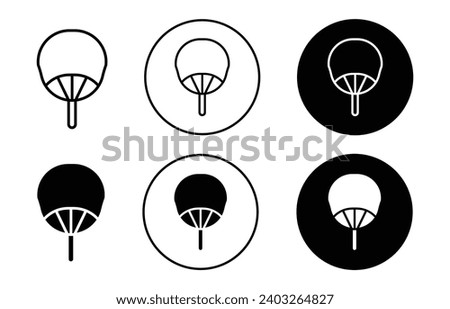 Uchiwa fan icon. traditional chinese or japanese classic silk uchiwa fan logo set sign. hot summer bamboo uchiwa fan or sensu fan foe wind vector symbol.