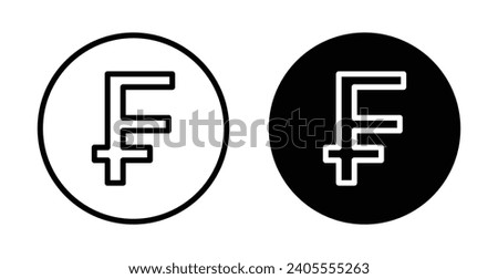 Swiss franc currency simple icon line symbol. Switzerland or Liechtenstein currency coin called chf , fr or sfr outline vector sign mark.