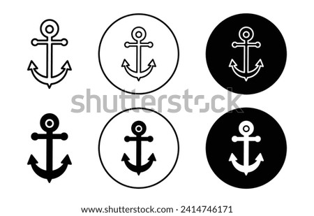 anchor Line Art Logo set. Anchor Vector Illustration