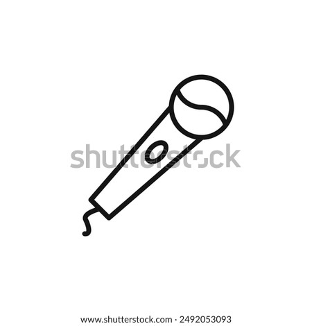 Microphone icon outline collection in black and on white background