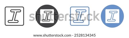 Italic button icon Flat art in black and white isolated