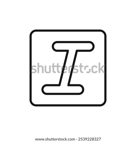 Italic button icon outline collection or set in black and white