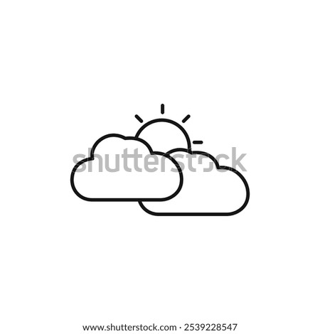 Partially cloudy icon outline collection or set in black and white