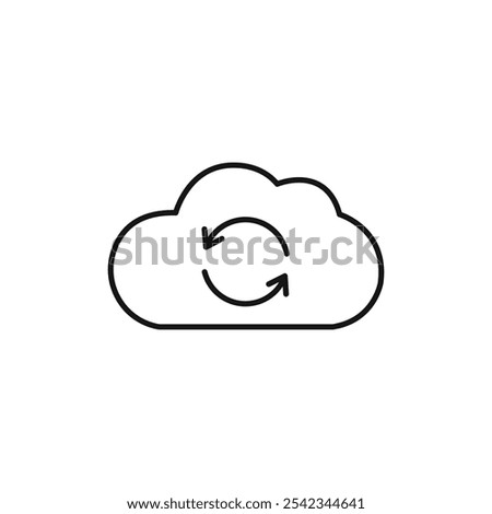 Cloud sync icon outline collection or set in black and white