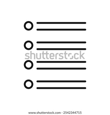 Bulleted list icon outline collection or set in black and white