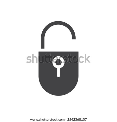 Unlock icon Symbol mark in filled style